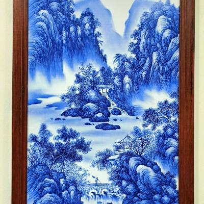 TRANH SỨ KHUNG GỖ GIANG SƠN LỘ TĨNH